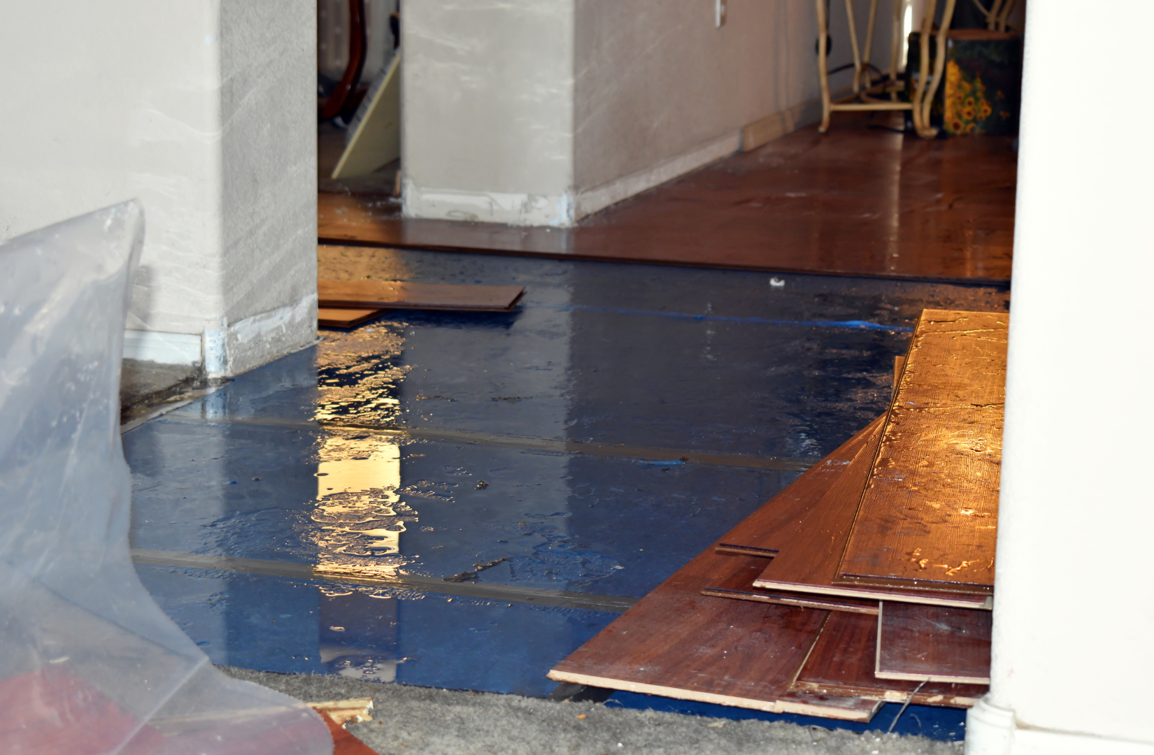Water damage inside a home