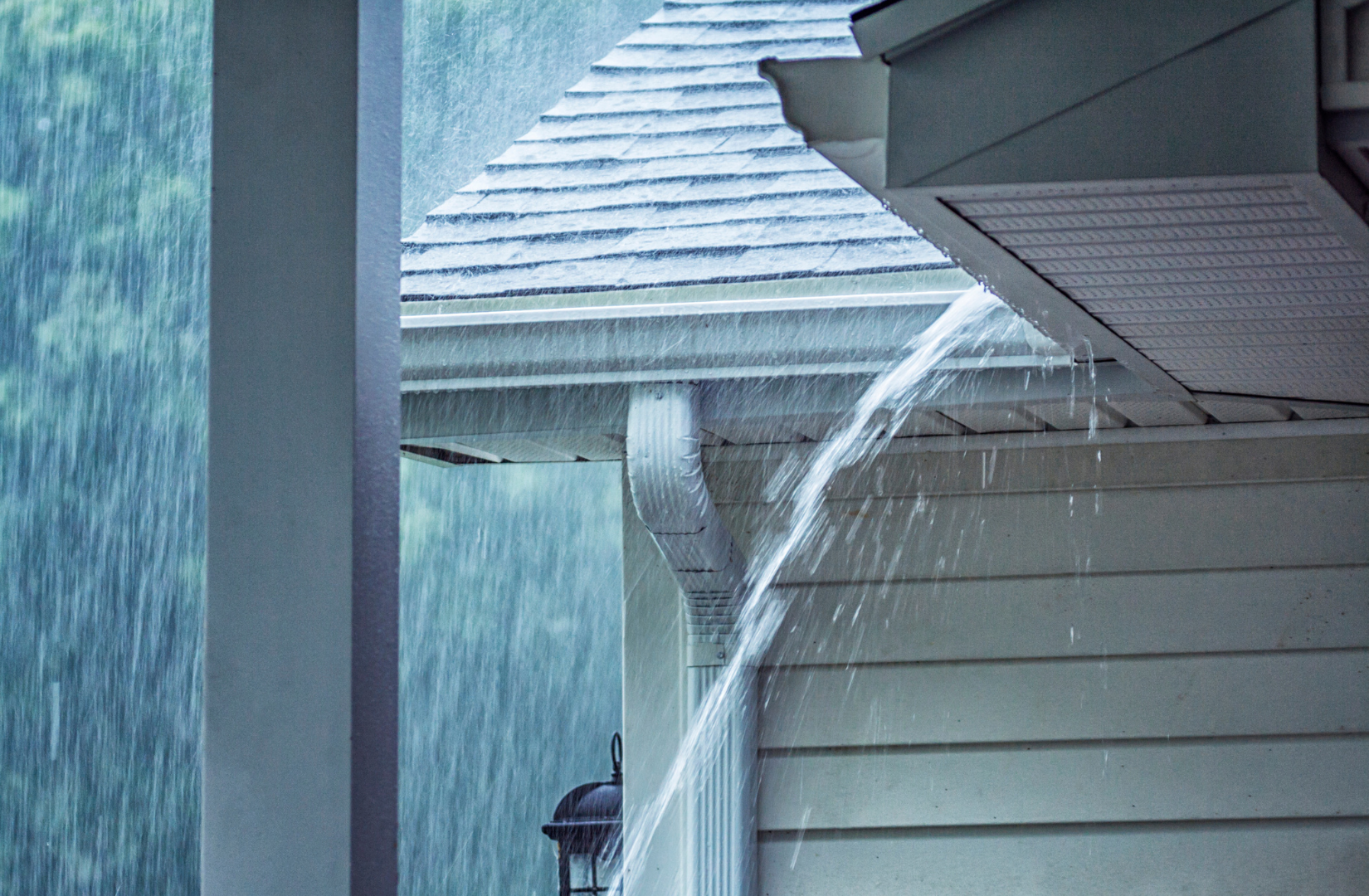 Storm damage on the exterior of a home